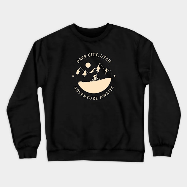 Park City, Utah Biking Crewneck Sweatshirt by Mountain Morning Graphics